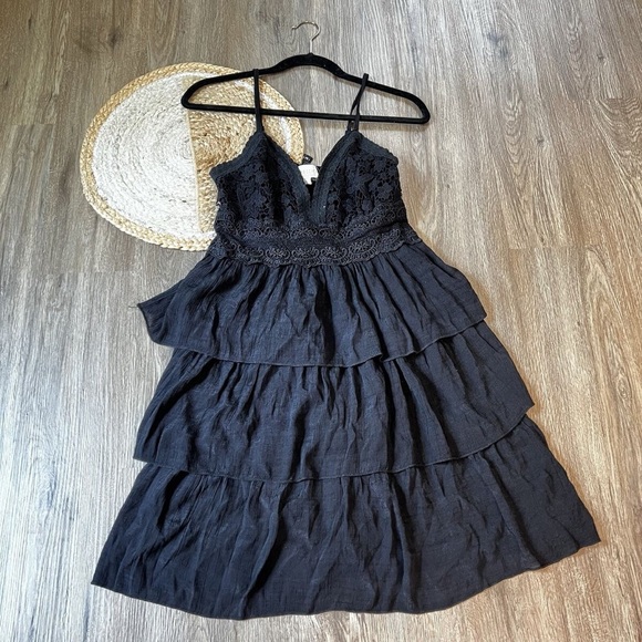 Rebellion Again black ruffle tiered summery dress - Picture 1 of 1